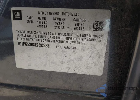 2014 Chevrolet Cruze Ltz из США, поврежденный, VIN 1G1PG5SB3E7392338